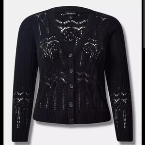 Torrid Black Pointelle Knit Cardigan